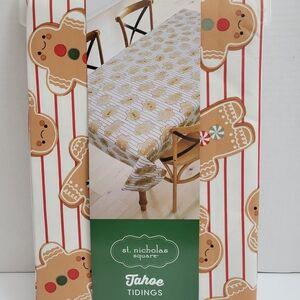 St. Nicholas Square Gingerbread Striped Vinyl Tablecloth